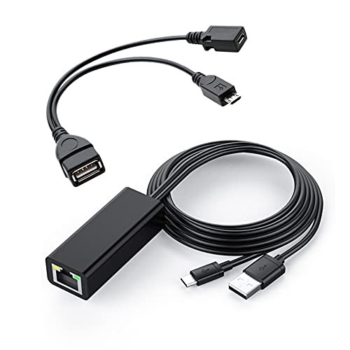 Najiny Adaptador Micro USB Ethernet con OTG Cable, Ethernet Adapter de Red Estable USB a RJ45 LAN Convertidor Compatible con Fire TV Stick/Chromecast Reducir Buffer
