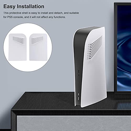NAKYLUCY Carcasa Protectora Placa Panel Repuesto para Versión Disco PS5 Y Versión Digital PS5, Carcasa Repuesto PS5 Fácil Usar, Color Blanco