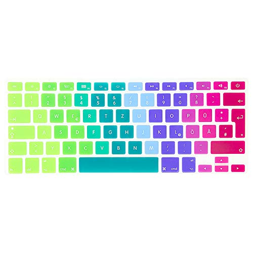 NALIA Protección del Teclado Compatible con Macbook Air/Pro/Pro Retina 13' & 15' Pulgadas, Delgado Silicona Folio Transparente Película Protectora Translucida Cubierta Flexible, Color:Arco Iris