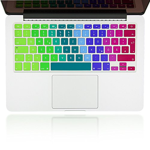 NALIA Protección del Teclado Compatible con Macbook Air/Pro/Pro Retina 13' & 15' Pulgadas, Delgado Silicona Folio Transparente Película Protectora Translucida Cubierta Flexible, Color:Arco Iris