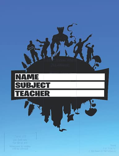 Name Subject Teacher: Emote Skins Gaming Composition Notebook Wide Rule 9.75 x 7.5 wide 200 pages (back to school custom notebook with password keeper & doodle page)