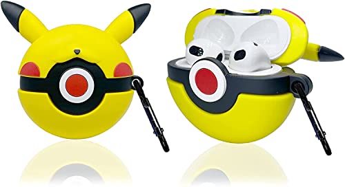 NANTING Funda de Silicona para AirPods 3rd Gen, 3D Cute Kawaii Anime Fashion Funny Cool Design Funda Protectora para Apple Airpod con Llavero, para Hombres/Mujeres/Adolescentes/Niñas/Niños (Pikachu)