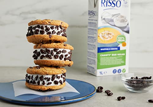 Nata Vegetal Chanty Duo Vegan - Brick de 1 L - Sabor Neutro para Potenciar Otros Sabores y Textura Cremosa - Sin Gluten y Sin Lactosa - Nata para Montar y Cocinar - Risso