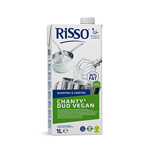 Nata Vegetal Chanty Duo Vegan - Brick de 1 L - Sabor Neutro para Potenciar Otros Sabores y Textura Cremosa - Sin Gluten y Sin Lactosa - Nata para Montar y Cocinar - Risso