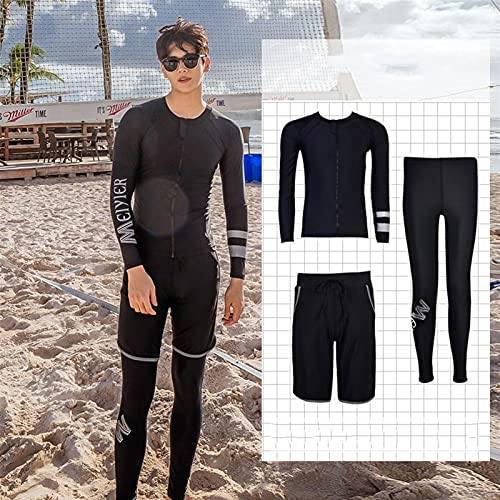 Natación De Traje De Baño De Buceo para Hombre Añadir Fertilizante 3-PC Conjunto De Manga Larga Elástica Sacre Sol Sailboat Negro MUMUJIN (Size : XXL)