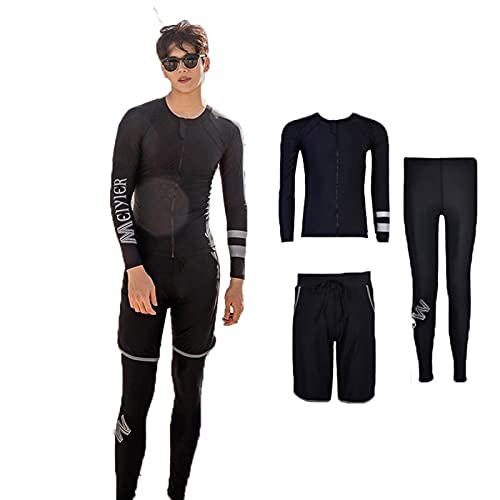 Natación De Traje De Baño De Buceo para Hombre Añadir Fertilizante 3-PC Conjunto De Manga Larga Elástica Sacre Sol Sailboat Negro MUMUJIN (Size : XXL)