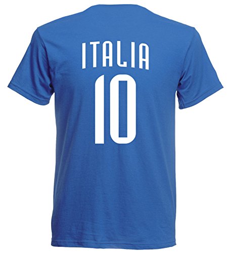 nationshirt Camiseta de Italia BR 10 W Mundial de Copa Mundial de Italia 2018, azul, L