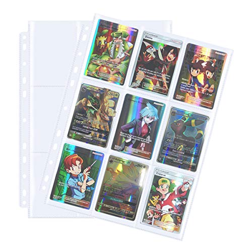 NATUCE 50Pcs Juego de Fundas para Cartas Almacenamiento Colección paginas del Album Collection 450 cuadrícula,Género Neutro,Transparente Pokemon Trading Cards Album