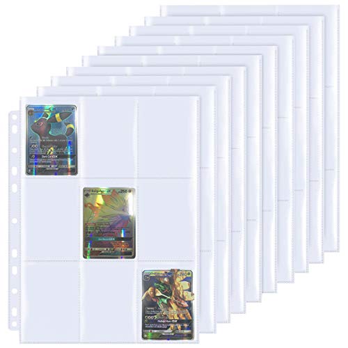 NATUCE 50Pcs Juego de Fundas para Cartas Almacenamiento Colección paginas del Album Collection 450 cuadrícula,Género Neutro,Transparente Pokemon Trading Cards Album