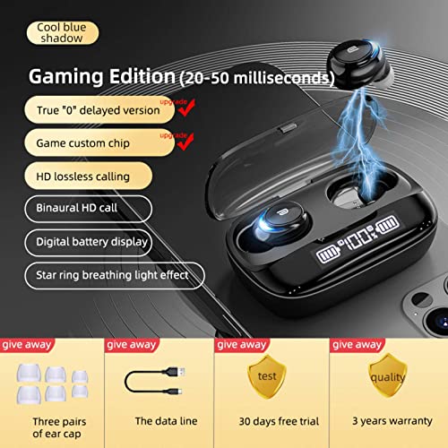 NC Ultra-Low Latency Fast Charge Voice Control Call Music Game Subwoofer Bluetooth 5.0 Wireless Binaural Stereo Headset LED Display Multi-Point Connection Sports IPX7 Waterproof Headset