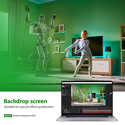 Neewer 2.7x4.6 Metros Pantalla de Fondo Chromakey Musel Verde Telón de Fondo con 3 Pinzas para Fotografía de Foto Video Estudio
