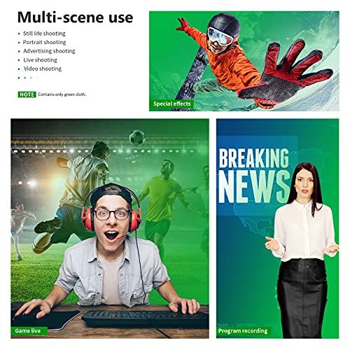 Neewer 2.7x4.6 Metros Pantalla de Fondo Chromakey Musel Verde Telón de Fondo con 3 Pinzas para Fotografía de Foto Video Estudio