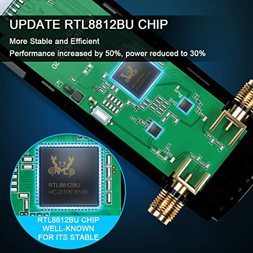 NEKAN Adaptador WiFi USB, AC 1200Mbps WiFi Receptor 802.11 Dongle con Dual Band 5Ghz / 2.4Ghz,WiFi Antena para PC Desktop Laptop Tablet, Soporta Windows 10/7/8/8.1/XP, Mac OS X (WiFi USB 5dBi)