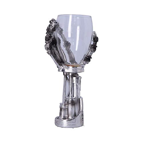 Nemesis Now B1457D5 Terminator Hand Cáliz 19cm Plata, Resina w/Acero Inoxidable Inserto