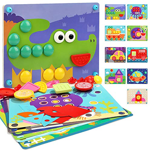 Nene Toys Puzzle Infantil de Madera 8 en 1 – Juguete Educativo para Niños y Niñas de 2 3 4 años – Mosaicos 3D con 8 Coloridos Diseños de Rompecabezas – Juego Montessori de Desarrollo Cognitivo