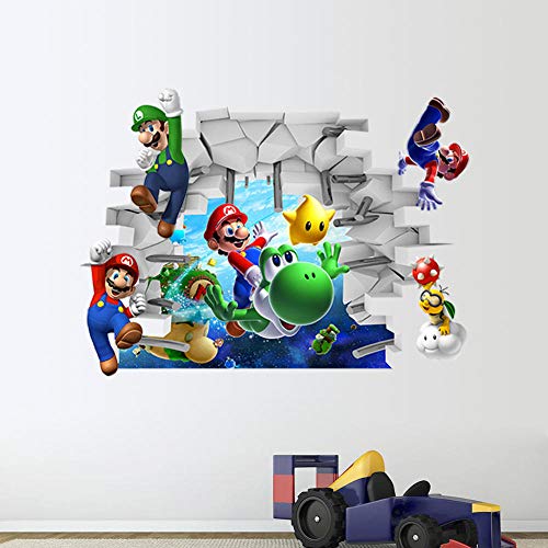 Nensuo 3D Pegatinas de Pared Mario Party Island Tour Poster Super Mario Bros Wallpaper 3D Window Stickers Vinilos Decorativos para Dormitorio PVC 60x90cm-A_80*120CM