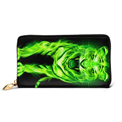 Neon Hd Tiger Cartera de cuero para mujer con cremallera larga alrededor del bolso de embrague bolsa de viaje titular de la tarjeta de crédito monedero, Neon Hd Tiger, Talla única, classic