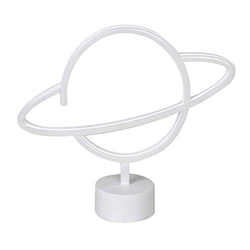 Neón Led Señal Luz Decorativa Planeta Neón Noche Lámpara Romántica Mesita de Noche Planeta Decoración Neón con Base