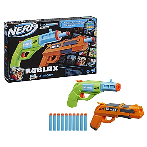 Nerf Roblox Jailbreak-Armadura, Incluye 2 lanzadores, 10 Dardos, código para desbloquear el artículo Virtual del Juego, Multicolor (Hasbro F2479EU5)