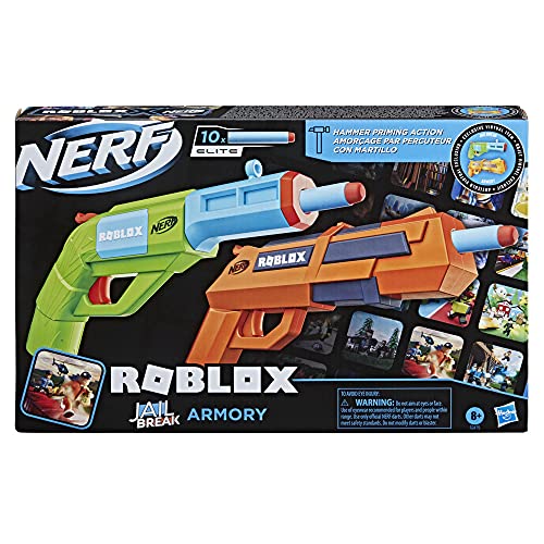 Nerf Roblox Jailbreak-Armadura, Incluye 2 lanzadores, 10 Dardos, código para desbloquear el artículo Virtual del Juego, Multicolor (Hasbro F2479EU5)