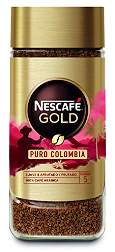 Nescafé GOLD PURO COLOMBIA aroma y sabor, café soluble 100 % arábica de Colombia, frasco de vidrio, Pack de 3 x 100 g
