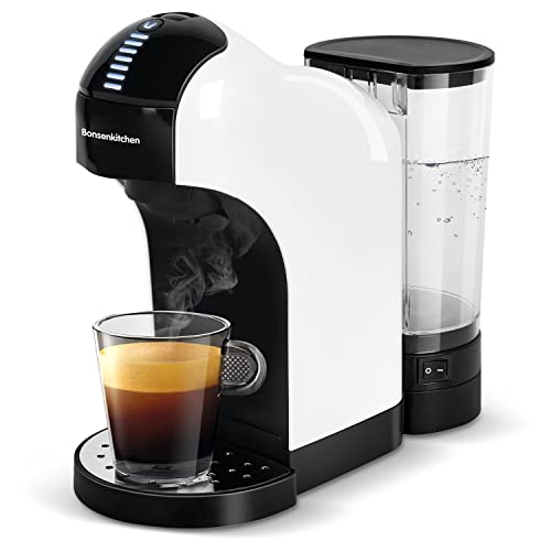 Nespresso Dolce Gusto Genio Bonsenkitchen, Cafetera de cápsulas, Cafetera 3 en 1, apagado automático, Diseño Compacto, 1400W, depósito de agua de 1L (Blanco)
