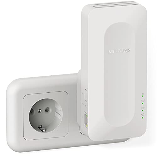 NETGEAR - Repetidor WiFi 6 mesh AX1600 EAX12, extensor WiFI con 1 puerto LAN y 4 streams, amplificador WiFi inalámbrico compatible con módems de fibra y adsl, color blanco