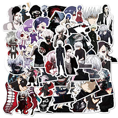 NEULEBEN Tokyo Ghoul - 50 pegatinas de vinilo impermeables con diseño de graffiti para portátil, monopatín, coche, botella de agua, teléfono, impermeable, decoración DIY para adolescentes