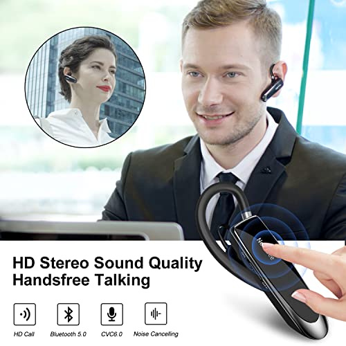 New Bee Auriculares Manos Libres, Auricular Bluetooth Inalámbrico Negocio con Micrófono Auricular para iPhone, Samsung, Huawei, Xiaomi, HTC, LG, Sony, PC 60 Días en Espera (Negro)