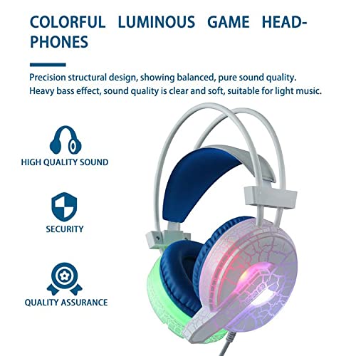 NewIncorrupt Auriculares de Jugador de luz Colorida para computadora para PS4 para Auriculares PS5 FIFA 21 (grieta Blanca)