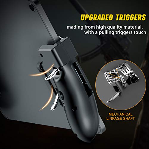 Newseego Mando Movil PUBG, Controlador de Juego Móvil con Soporte para Tablet PC Ajustable, Sensible de Disparo Gamepad para Android y iOS, Negra
