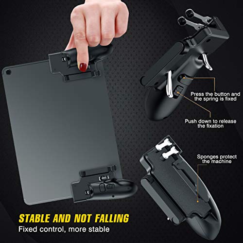 Newseego Mando Movil PUBG, Controlador de Juego Móvil con Soporte para Tablet PC Ajustable, Sensible de Disparo Gamepad para Android y iOS, Negra