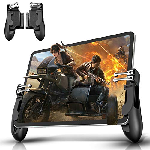 Newseego Mando Movil PUBG, Controlador de Juego Móvil con Soporte para Tablet PC Ajustable, Sensible de Disparo Gamepad para Android y iOS, Negra
