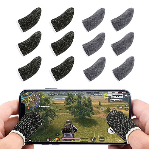 Newseego PUBG Mobile Game Finger Sleeve Controller, Pantalla táctil Dedo Manga Transpirable Anti-Sudor Disparos sensibles y Teclas de apuntar para PUBG para Android y iOS [Paquete de 12]