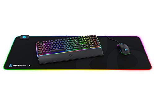Newskill Nemesis V2 Alfombrilla Gaming RGB con Base de Goma Natural y Superficie de microfibras (retroiluminación RGB Alrededor de la Base) - Tamaño XL - Color Negro