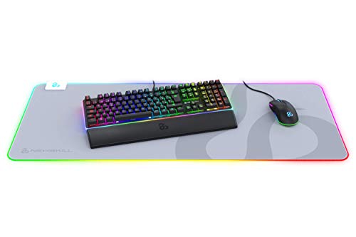 Newskill Nemesis V2 Ivory Alfombrilla Gaming RGB con Base de Goma Natural y Superficie de microfibras (retroiluminación RGB Alrededor de la Base) - Tamaño XL - Color Blanco