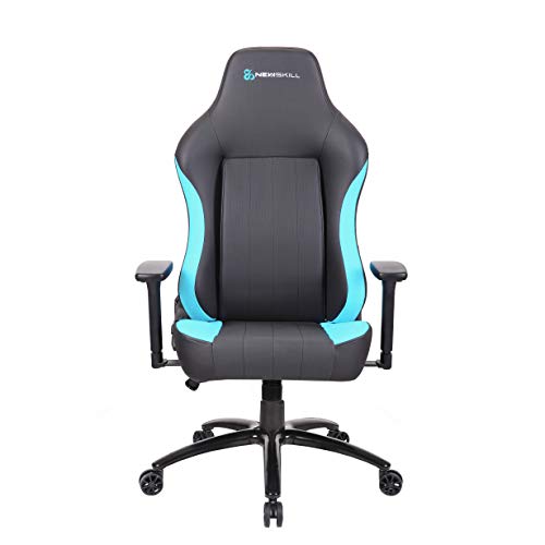 Newskill NS-CH-AKERON-BLUE Akeron - Silla gaming profesional con marco de acero reforzado (sistema de balanceo, reclinable hasta 180 grados, reposabrazos 3D) - Color Azul, mediano