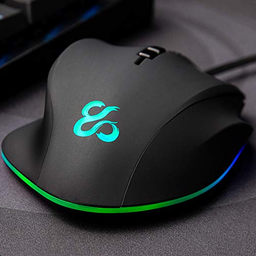 Newskill Ratón Gaming habrok con Sensor óptico (16000 dpi), botón Lateral para Sniper e iluminación RGB.