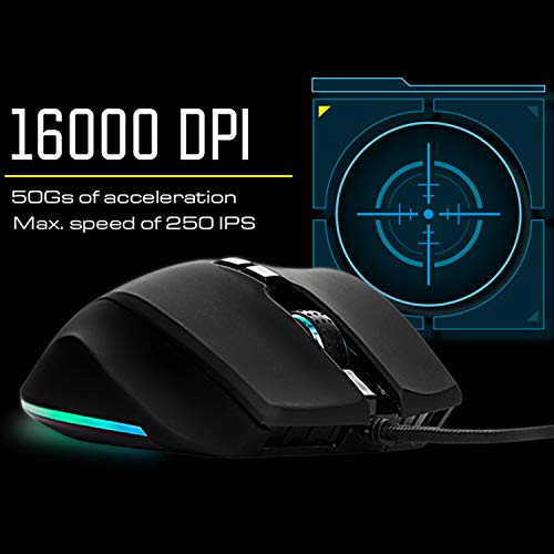 Newskill Ratón Gaming habrok con Sensor óptico (16000 dpi), botón Lateral para Sniper e iluminación RGB.