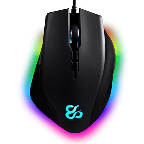 Newskill Ratón Gaming habrok con Sensor óptico (16000 dpi), botón Lateral para Sniper e iluminación RGB.