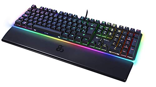 Newskill Suiko Switch Blue - Teclado Mecánico Gaming con Reposamuñecas Incluido (Teclas con Grabación Macro, 20 Modos de Iluminación RGB) - Color Negro