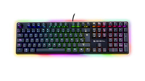 Newskill Suiko Switch Blue - Teclado Mecánico Gaming con Reposamuñecas Incluido (Teclas con Grabación Macro, 20 Modos de Iluminación RGB) - Color Negro