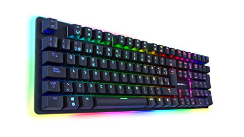 Newskill Suiko Switch Blue - Teclado Mecánico Gaming con Reposamuñecas Incluido (Teclas con Grabación Macro, 20 Modos de Iluminación RGB) - Color Negro