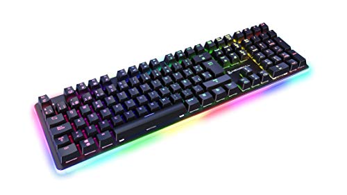 Newskill Suiko Switch Blue - Teclado Mecánico Gaming con Reposamuñecas Incluido (Teclas con Grabación Macro, 20 Modos de Iluminación RGB) - Color Negro