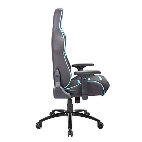 Newskill Valkyr - Silla gaming profesional con asiento microperforado para mejor sensación térmica (sistema de balanceo y reclinable 180 grados, reposabrazos 4D) - Color Azul, mediano