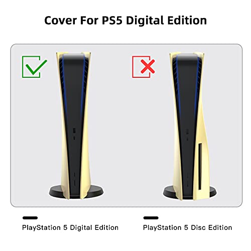 NexiGo Accesorios PS5 Conjunto de Cubierta, Placa Frontal del Controlador y Cubierta Protectora para Playstation 5 Digital Edición, Cubierta Protectora Antiarañazos a Prueba de Polvo (Dorado)