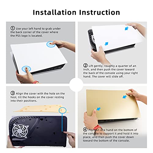 NexiGo Accesorios PS5 Conjunto de Cubierta, Placa Frontal del Controlador y Cubierta Protectora para Playstation 5 Digital Edición, Cubierta Protectora Antiarañazos a Prueba de Polvo (Dorado)