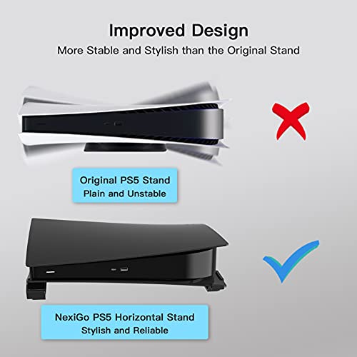 NexiGo PS5 Soporte Horizontal, [Diseño Minimalista], Soporte Base PS5, Compatible con Playstation 5 Disc y Ediciones Digitales, Negro