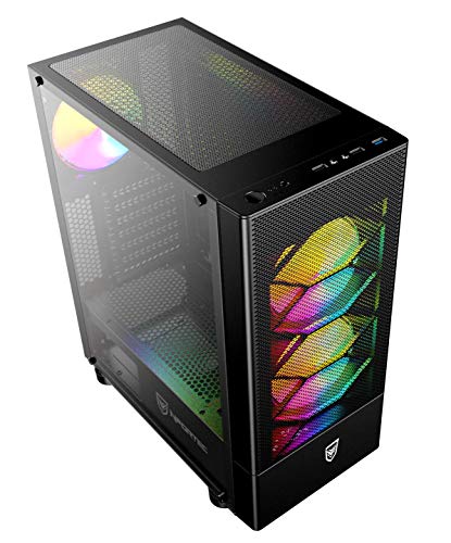 Nfortec Caelum Torre Gaming RGB con Frontal Mallado, Cristal Templado y más de 15 Modos de Iluminación - Color Negro