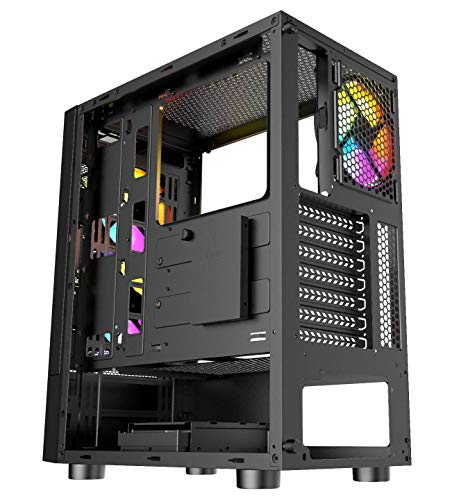 Nfortec Caelum Torre Gaming RGB con Frontal Mallado, Cristal Templado y más de 15 Modos de Iluminación - Color Negro